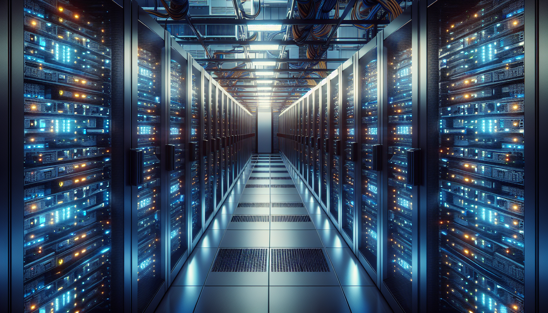 imagen de servidores en un centro de datos, mostrando diversos racks de hosting